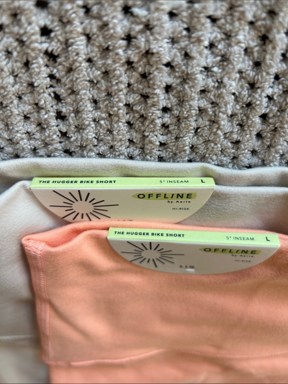 Aerie Offline Women’s High-Waist Active Shorts - Peach and Cream - Picture 3 of 4
